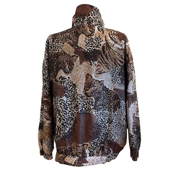 Vintage Kim Rogers Sport Silk Mixed Animal Print Bomber Jacket, Size 1X - Picture 4 of 14